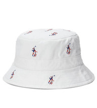 Polo Ralph Lauren Americana Bucket Hat White Embroidered Logo Mens L/XL New - £46.39 GBP