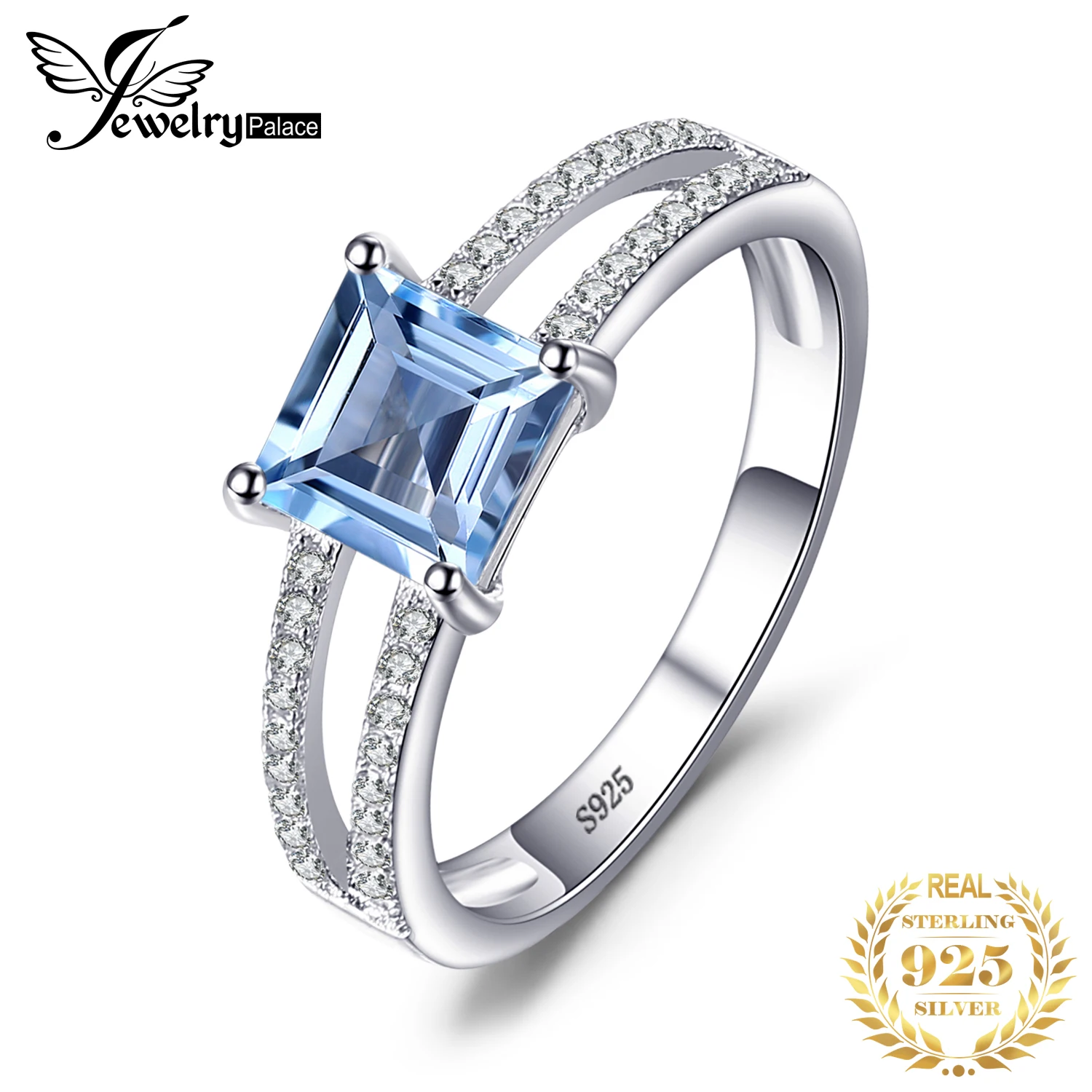 1.2ct Princess Cut Sky Blue Topaz 925 Sterling Silver Engagement Ring for Woman  - £23.51 GBP