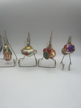 Inge Glas Germany Mercury Glass Ornaments Set Of 4 Rabbit, Fish, Teapot,... - $29.70