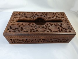 Wooden Tissue Box Holder Ornate India 11x6x3 Inch - £20.95 GBP