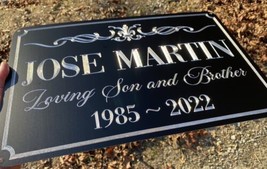 Engraved Custom Memorial Grave Marker Diamond Etched Black Metal Sign Lot - £45.15 GBP