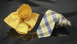 U.S. Polo Assn. Blue Yellow Striped Classic Beautiful Men&#39;s tie And handkerchief - £22.19 GBP