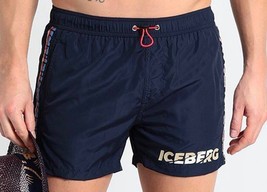 Iceberg Men&#39;s Blue White Red Logo Swim Shorts Beach Athletic Size 2XL Sl... - £73.64 GBP