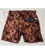 High Waisted Compression Yoga Athletic Shorts Brown Womens Sz L Form Fit... - $17.53 CAD
