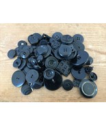 Vintage Mid Century Set Mixed Lot Assorted Black Celluloid Plastic Buttons - £27.78 GBP