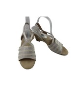 London Fog Women Shoes Silver Tan 8M Lew-Kirby Slingback Espadrille Heel... - $33.71 CAD