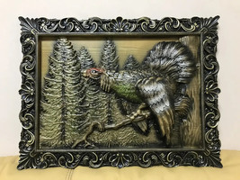 Grouse Hunting Large Wood Carving Picture Gun 3D Handmade Gift Panno Wall Decor - £155.29 GBP