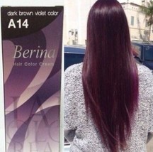 Berina A14 Hair Dye Dark Brown Violet Hair Colour Permanent Cream - $16.99