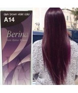 Berina A14 HAIR DYE Dark Brown Violet HAIR COLOUR Permanent cream - £12.68 GBP