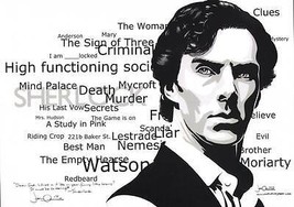 Signed Sherlock Holmes Art Print Benedict Cumberbatch Bbc w/ Original Quote  - £31.27 GBP