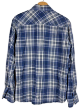 Ariat Retro Fit Shirt Medium Pearl Snap Brushed Cotton Mens Western Blue Plaid - £43.84 GBP
