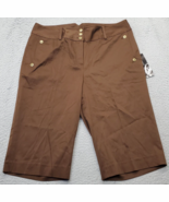 Nine West Bermuda Shorts Women Size 14 Brown Cotton Stretch High Waisted... - $27.76