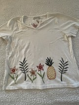 Susan Bristol Women’s T Shirt White Embroidered Fruit Short Sleeve Large - €15,63 EUR
