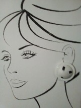 Vintage Fashion Clip Earrings Off White Black Faux Leather Look Buttons - £12.71 GBP