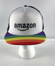 Amazon Trucker Style Baseball Snapback Hat Rainbow White - Hitwear  - £23.64 GBP