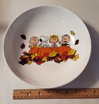 Peanuts Snoopy pumpkin patch leaves SUDDENLY IT&#39;S FALL ceramic pasta bow... - $19.99