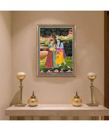 Radha Krishna Raasleela Detailed Pichwai Handmade Painting On Fabric, Or... - £72.01 GBP