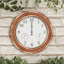 Patio Wall Clock Thermometer-Indoor/Outdoor Decorative 18 Battery-Powered - £78.89 GBP