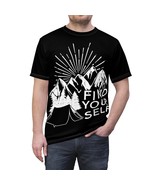 Unisex Cut &amp; Sew Tee: &quot;Find Yourself&quot; | Graphic Adventure Illustration |... - £30.02 GBP+