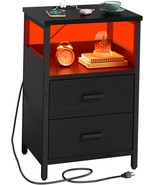 Led Nightstand With Charging Station, Side Table With Usb Ports And, Office - $77.94