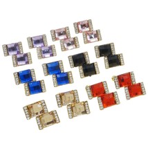 Wholesale Lot 10 Pairs Mix Vintage Style Glam Bling Colored Rhinestone Earrings - £17.83 GBP