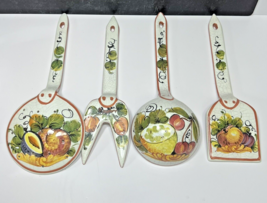 4 Bassano Italy Pottery Hand Paint Strainer Ladle Spoon Fork Kitchen Wall Decor - $47.52