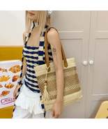 Straw Woven Shoulder Bag with Tassels - $31.04