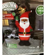 Gemmy Airblown Inflatables African-American Christmas Santa Claus 6.5ft - $75.36 CAD