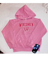 NWT ADIDAS YOUTH SIZE M, L, XL NCAA WISCONSIN BADGERS PINK PULLOVER HOODIE - £11.71 GBP