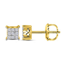 10kt Yellow Gold Womens Round Diamond Square Cluster Stud Earrings - £143.05 GBP