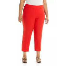 NWT Womens Plus Size 22 Kasper Red Stretch Crepe Slim Cropped Pants - £19.97 GBP