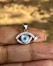 925 Silver Evil Eye Protection Pendant Amulet Nazariya Mother of Pearl Jewelry 9 - £16.49 GBP