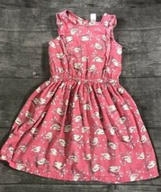 Carter&#39;s Dress Sz 8 Pink bird Print Sleeveless Ruffle Detail Button back... - £11.93 GBP