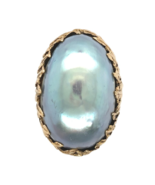 Handwrought 14k Yellow Gold Ring with Huge Blue Mabe Pearl Size 9 (#J7241) - €840,37 EUR