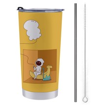 Mondxflaur Cartoon Funny Steel Thermal Mug Thermos with Straw for Coffee - £16.87 GBP