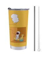 Mondxflaur Cartoon Funny Steel Thermal Mug Thermos with Straw for Coffee - $28.78 CAD