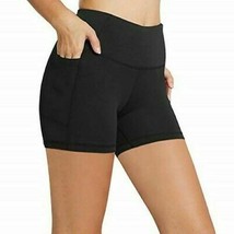 NWT Ladies BALEAF BLACK Compression Yoga Bike Short Shorts w/Side Pocket... - $24.99