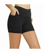NWT Ladies BALEAF BLACK Compression Yoga Bike Short Shorts w/Side Pocket... - $475.79 MXN