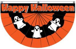 5&#39; x 3&#39; Bunting Flag - &quot;Happy Halloween&quot; (Ghost) - £3.56 GBP