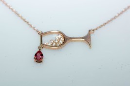 Sparkling 1.20Ct Pear Cut Pink Ruby Wine Glass Pendant in 14K Rose Gold Finish - £89.61 GBP