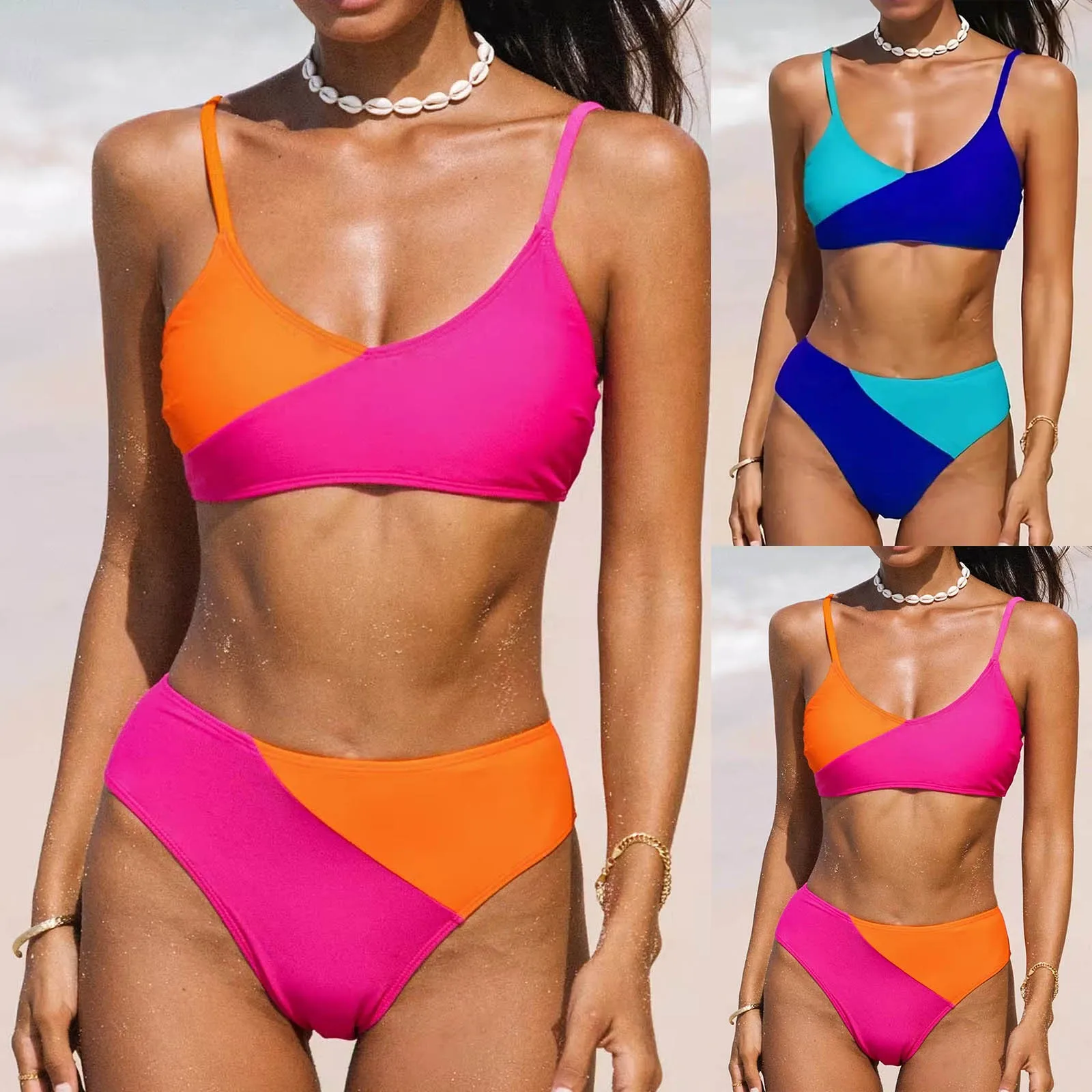 High Waisted Bikini Set for Women – Sporty High Neck Two-Piece Summer Sw... - $61.64 CAD