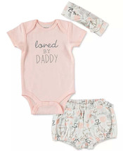 Chickpea Baby Girls 3-Pc. Loved by Daddy Cotton Bodysuit, 0-3 months - £12.24 GBP