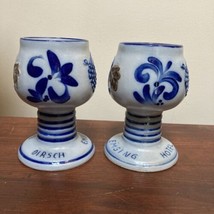 Pair Vintage Stoneware Salt Glazed West German Goblets Dirsch Ensing Hotel - $69.29