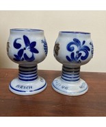 Pair Vintage Stoneware Salt Glazed West German Goblets Dirsch Ensing Hotel - £54.48 GBP