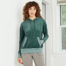 Women&#39;s Velour Oil Wash Hooded Pullover Sweatshirt - Knox Rose Green L - $37.99