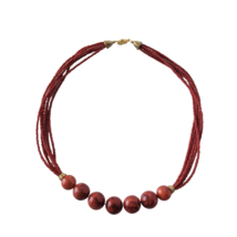 Lee Sands Multi Strand Red Beaded Necklace 20&quot; Artisan Jewelry - £9.69 GBP