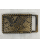 Vintage Brass Belt Buckle American Bald Eagle &amp; Mountains 1970&#39;s USA - $14.11