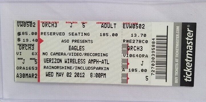 EAGLES / JOE WALSH / GLENN FREY - ORIGINAL 2012 UNUSED WHOLE FULL CONCER... - $15.00
