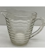 Vintage Glass Jug Pitcher Wavy Lines Clear Retro - $16.79