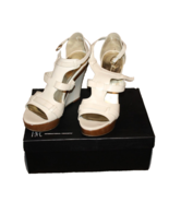 INC Cameobon Bone Ivory  Peep Toe Wedge Heels Faux Wood Size 10 - $18.00